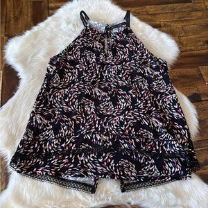 White House Black Market Black and Pink Halter Top